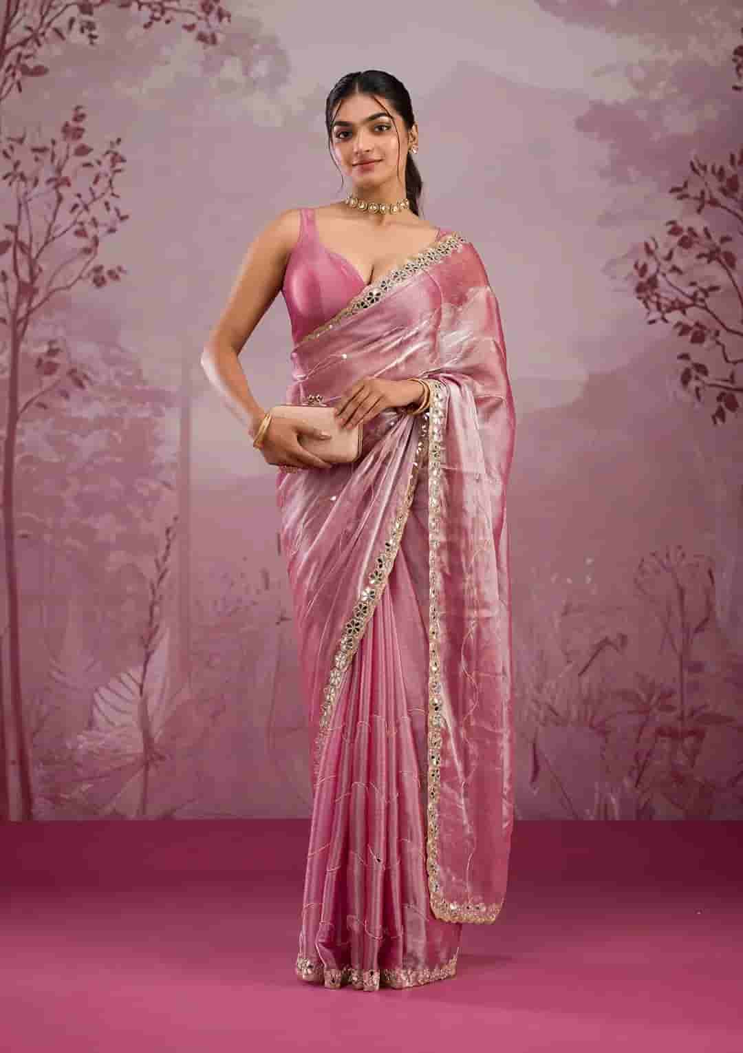 Soft Burberry Silk Party Wear Saree in Surat
