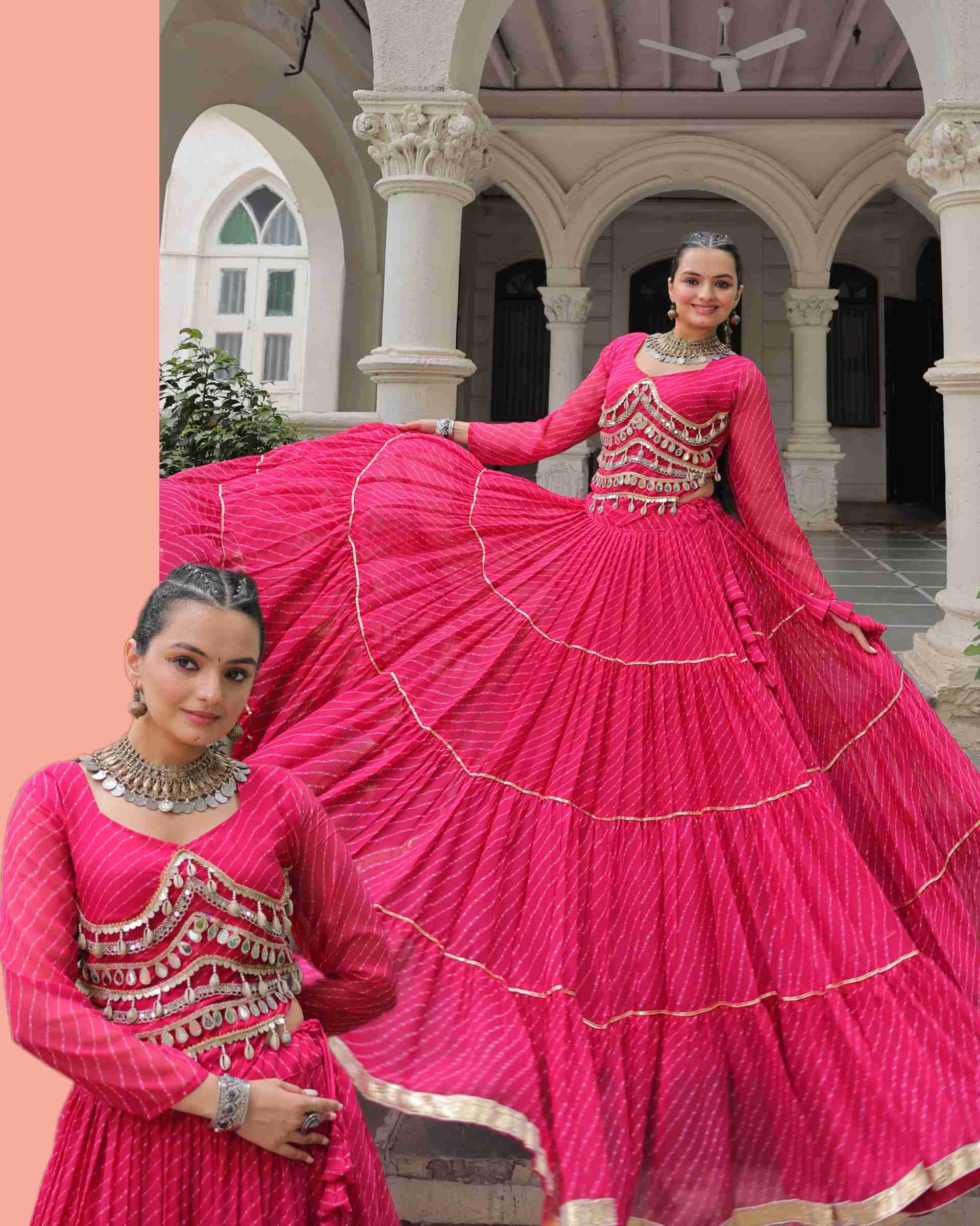 Designer Leheriya Print Navratri Lehenga Choli with Gota Patti in Surat