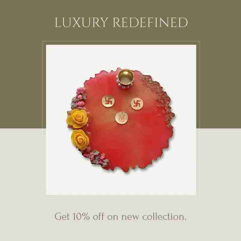 Resin Handmade Customised Pooja Thali - Premium Spiritual Decor in Ahmedabad