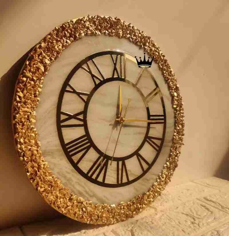 Handcrafted Resin Wall Clock with Stones and Vibrant Colours in Ahmedabad