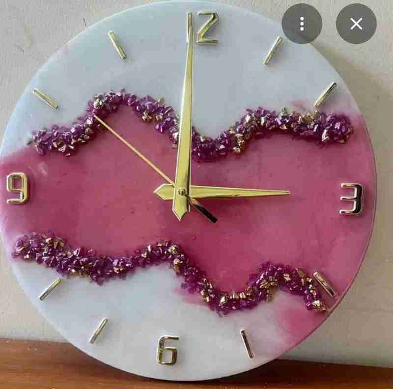 Pink and White Resin Handmade Customised Wall Clock Decor in Ahmedabad