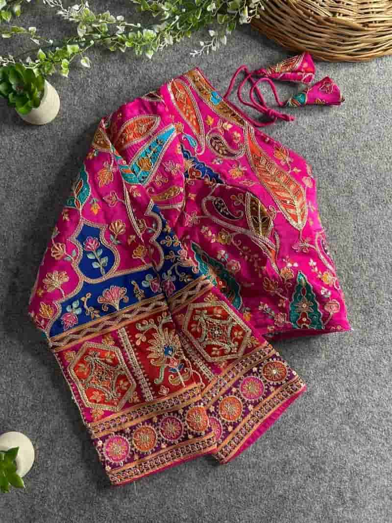 Zari floral design printed blouse in Hyderabad