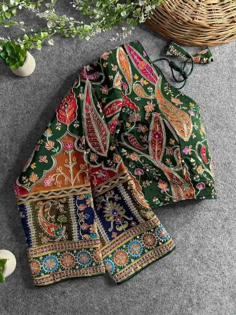 Zari floral design printed blouse in Hyderabad