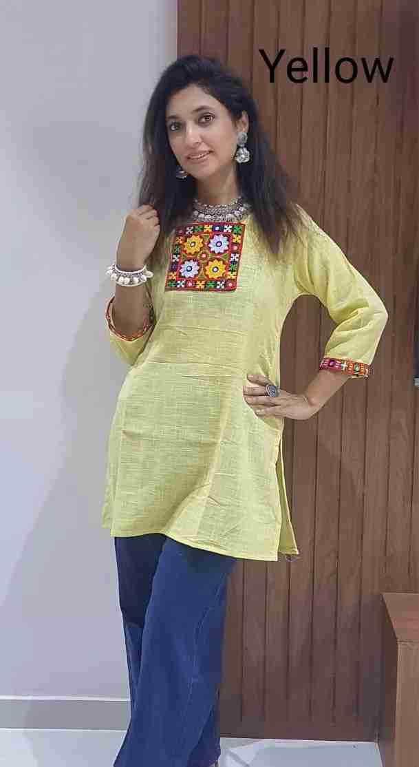 Navratri Special Cotton Slub Tunics with Patch Work for Women in Surat
