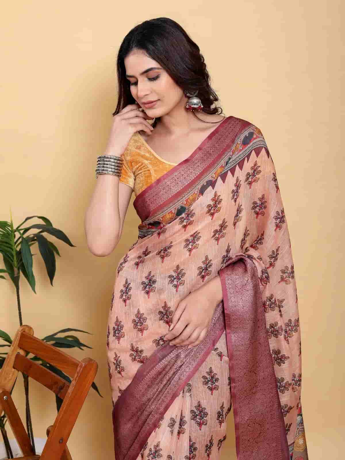 Linen Cotton printed saree in Kolkata