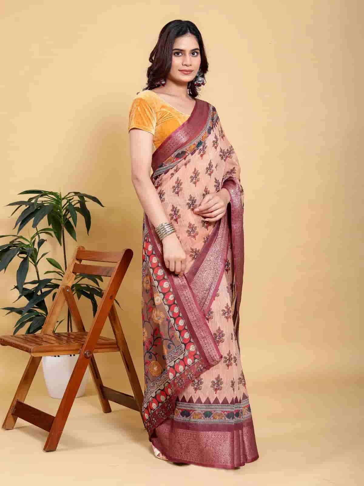 Linen Cotton printed saree in Kolkata