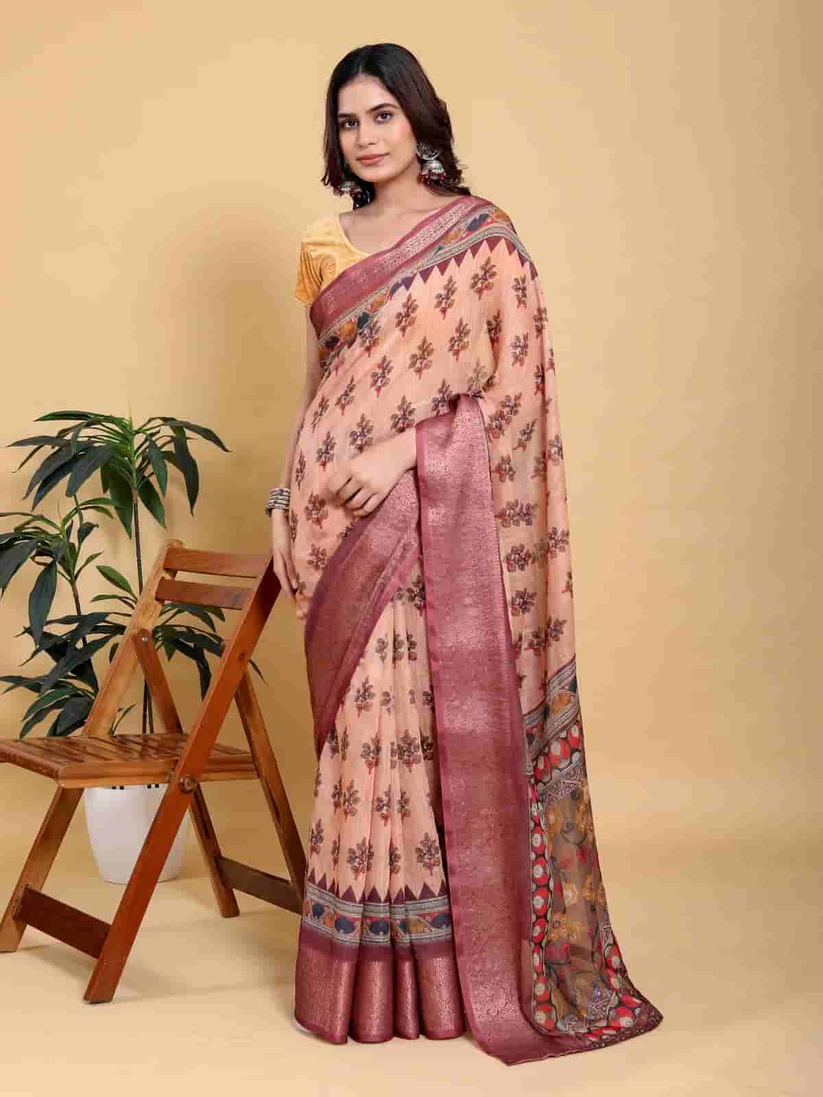 Linen Cotton printed saree in Kolkata