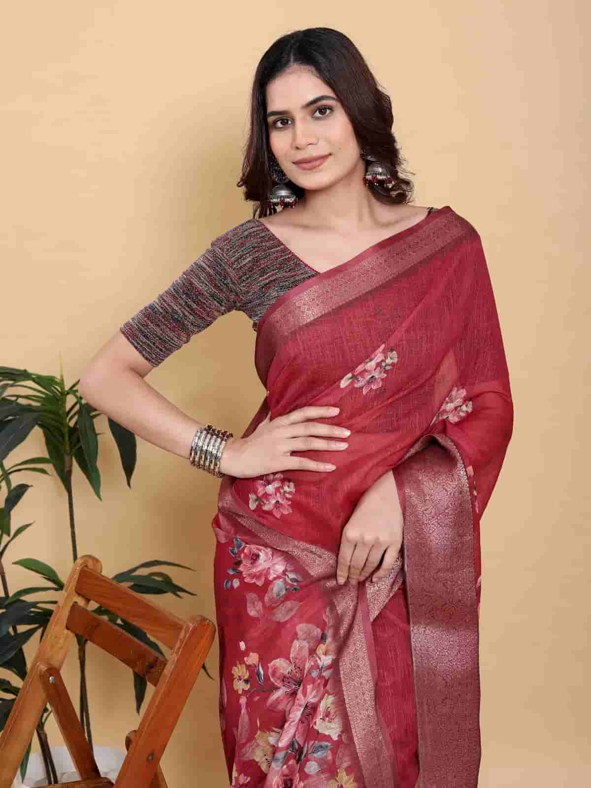 Reach floral digital print saree in Kolkata