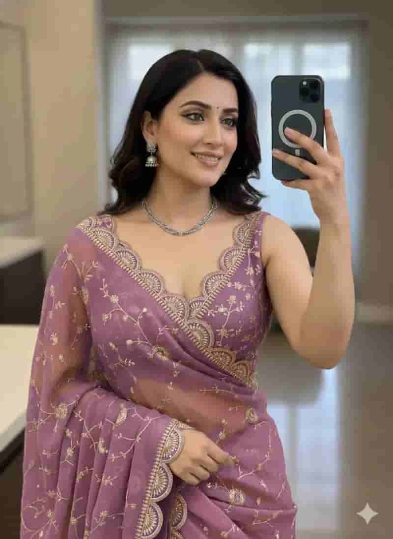 Moss Chiffon multi sequential saree in Hyderabad