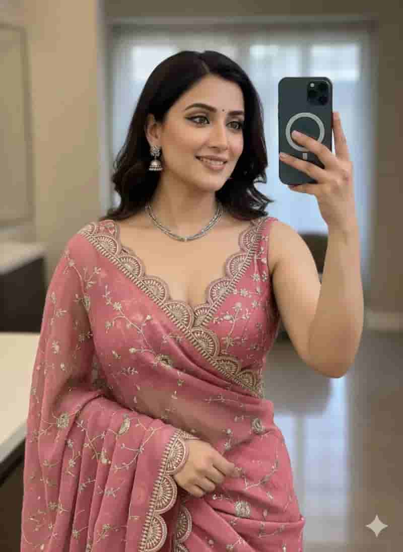 Moss Chiffon multi sequential saree in Hyderabad