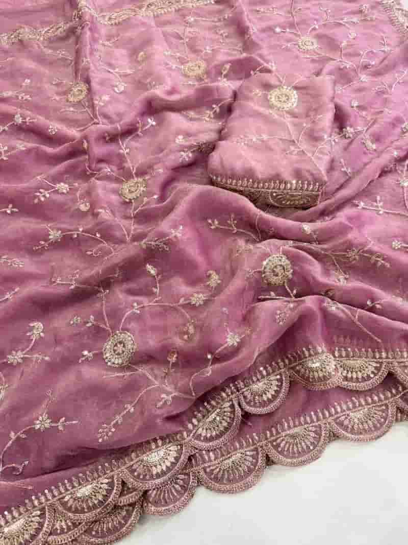 Moss Chiffon multi sequential saree in Hyderabad