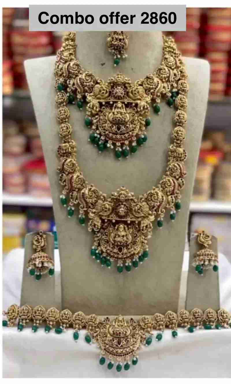 One Gram Gold Long and Short Necklace Sets Bridal Collection in Hyderabad