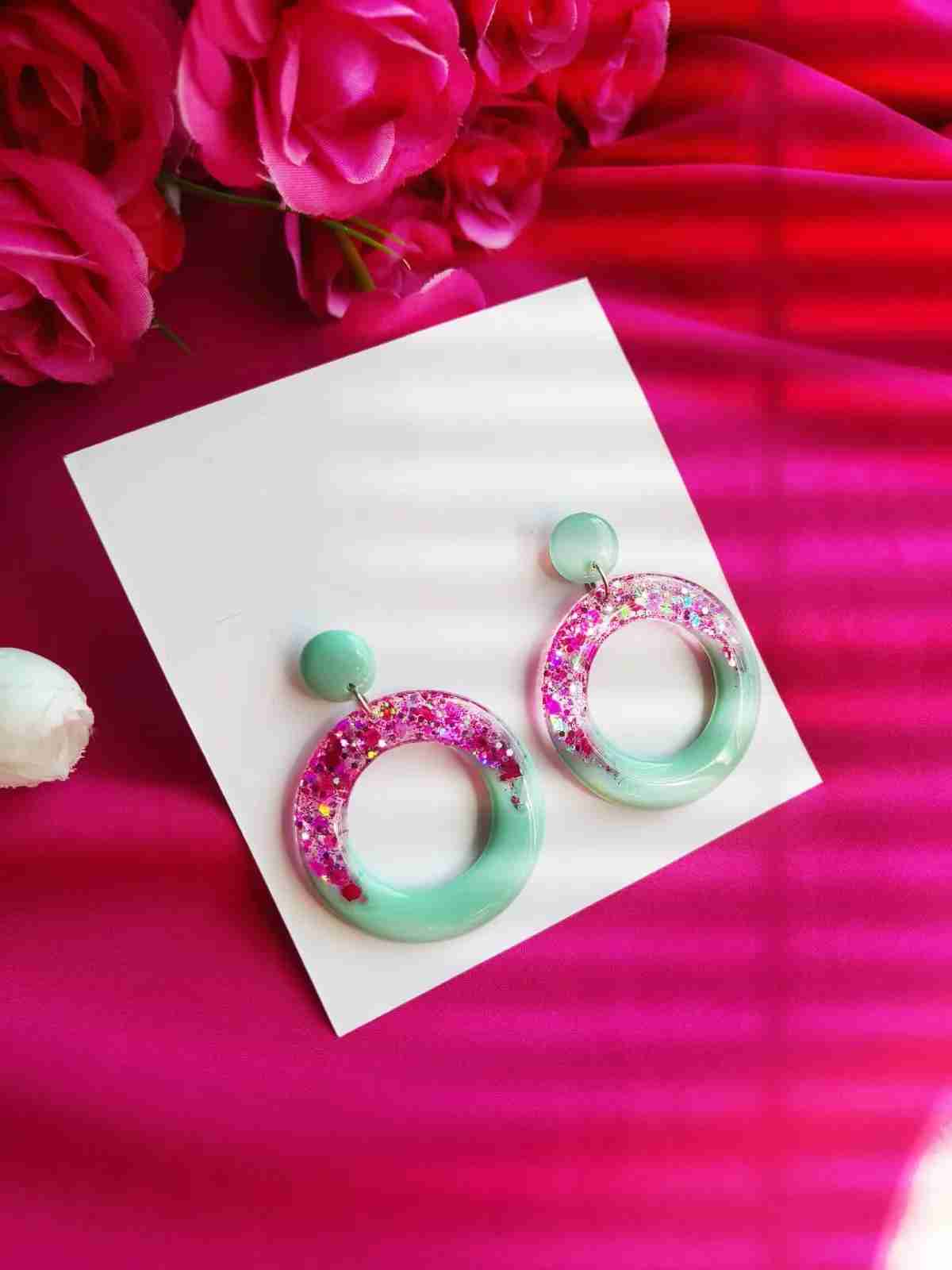 Resin Glittery Earrings Sparkling Statement for Women in Mumbai