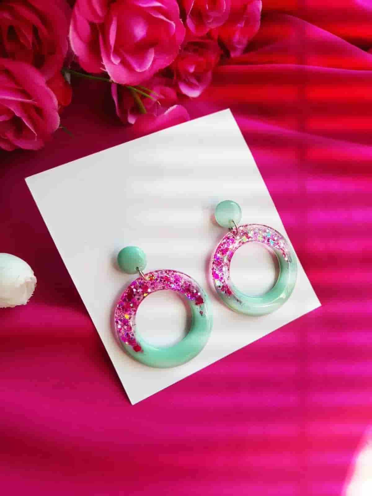 Buy Resin Glittery Earrings in Mumbai for 150 - See photos and details