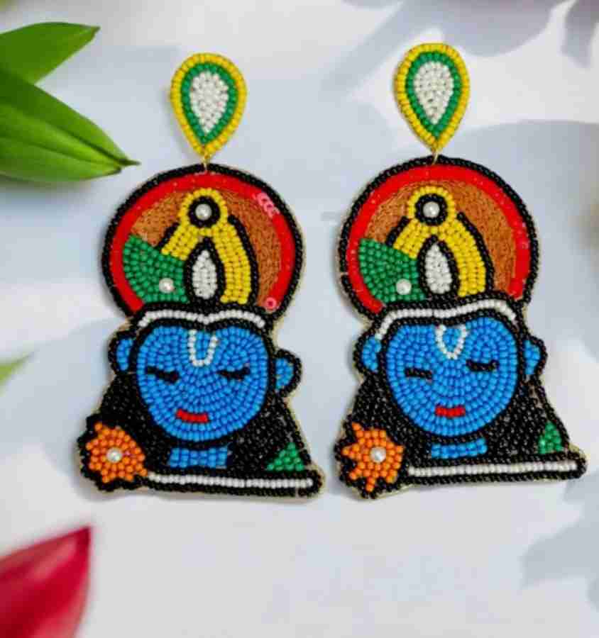Multicolor Krishna Beaded Earrings for Janmashtami Festive Wear in Mumbai
