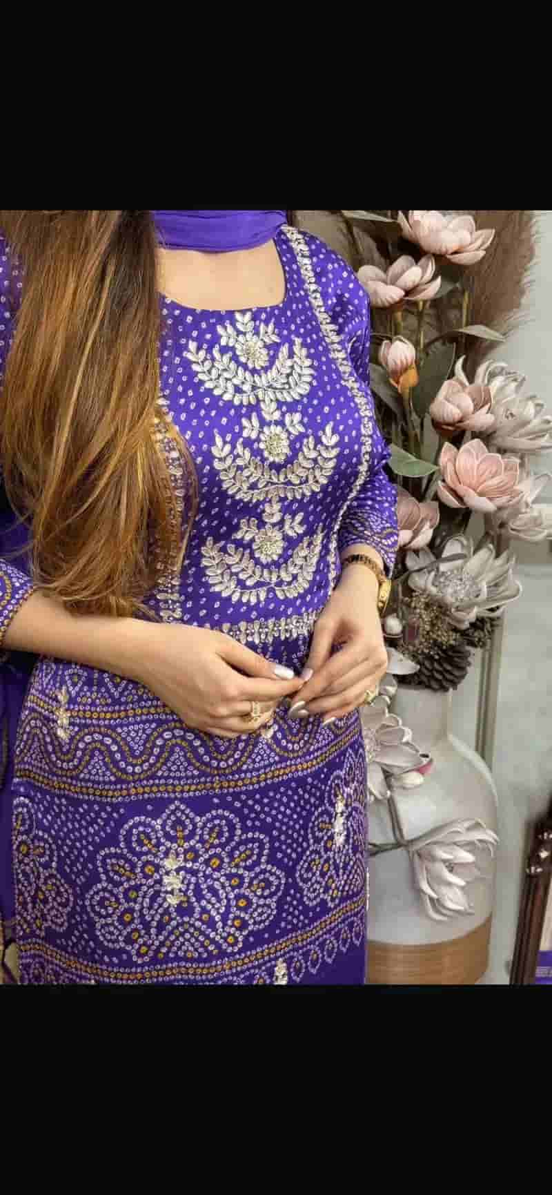 Traditional Bandhani Chinon Kurti Set in Surat