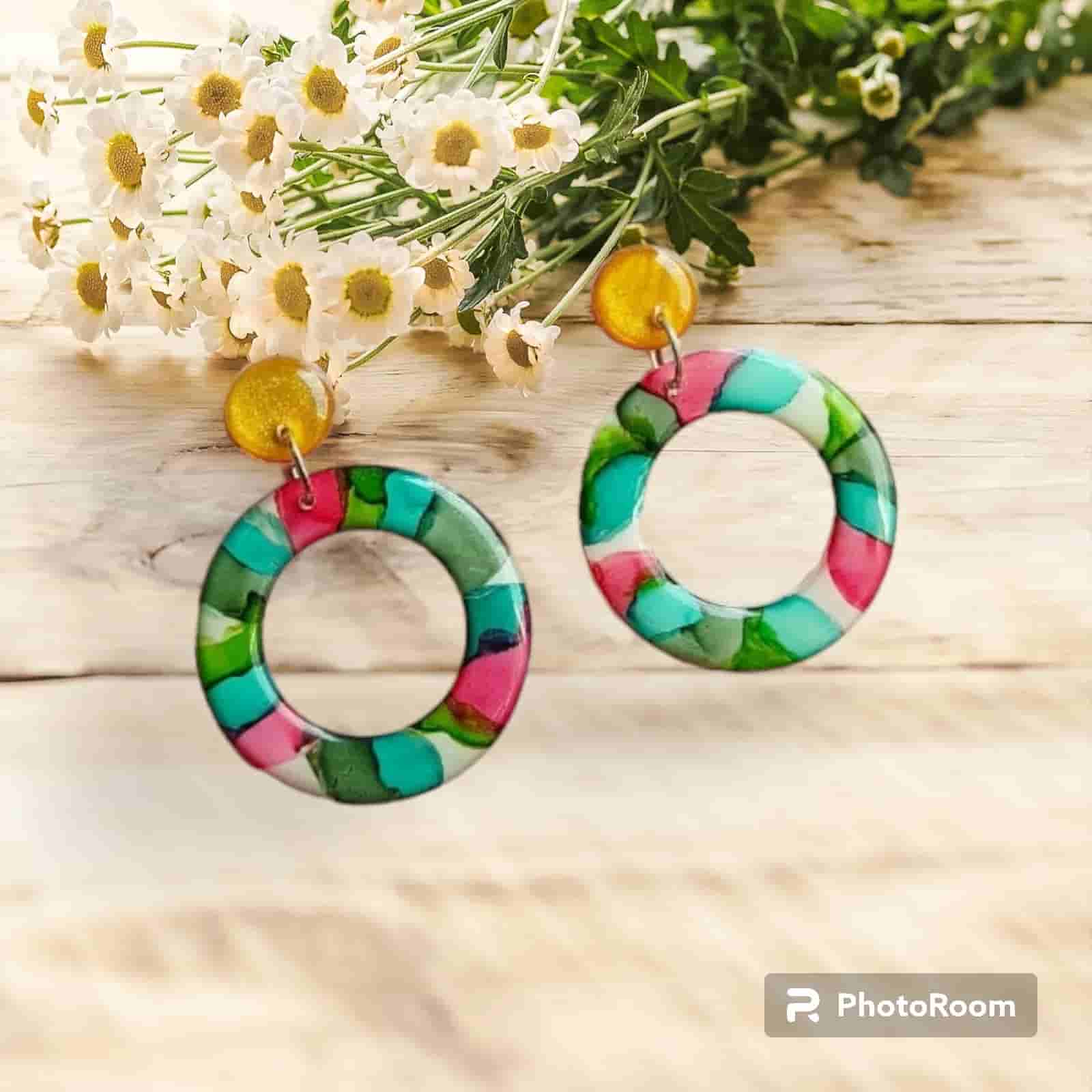 Buy Resin Multicoloured Earrings in Mumbai for 150 - See photos and details