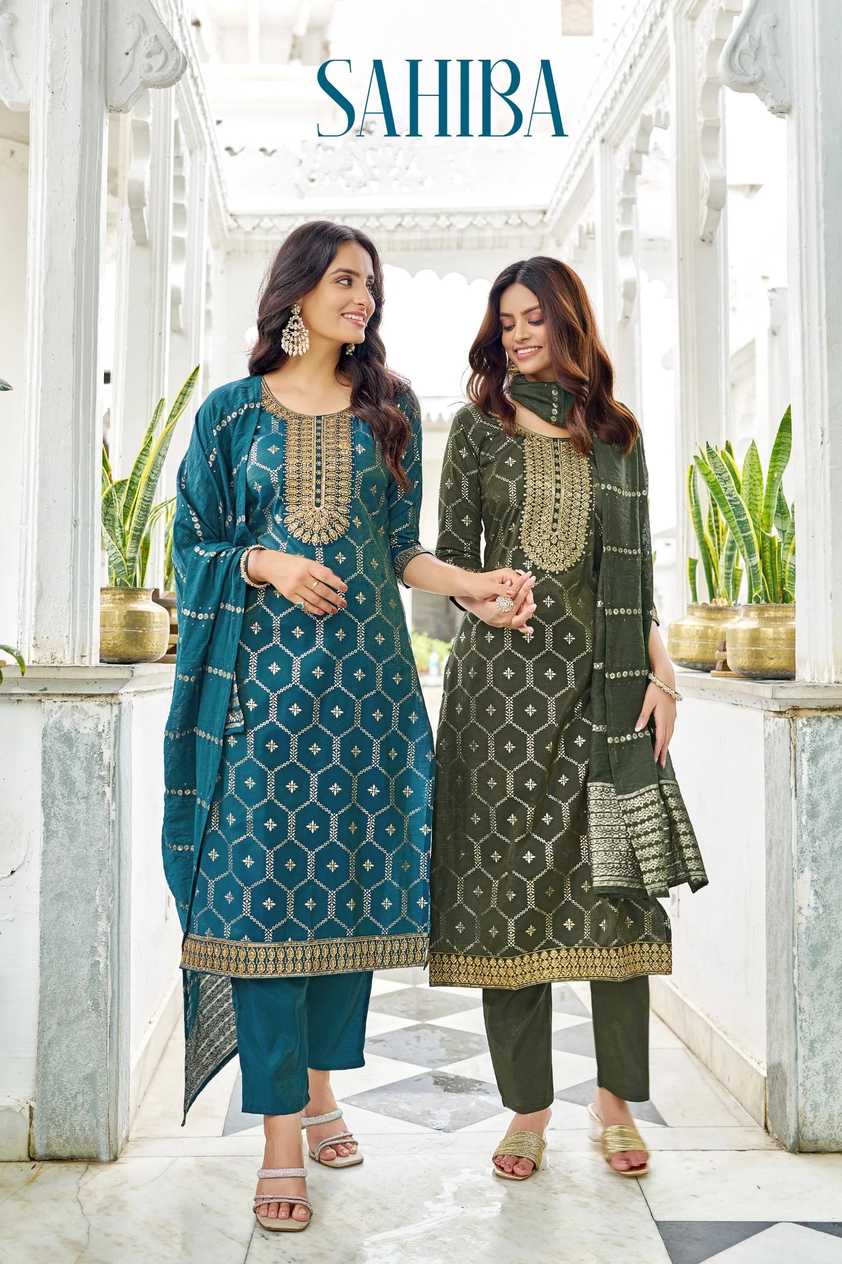 Sahiba Designer Salwar Suit with Embroidered Kurti & Dupatta - Image 4 in Surat