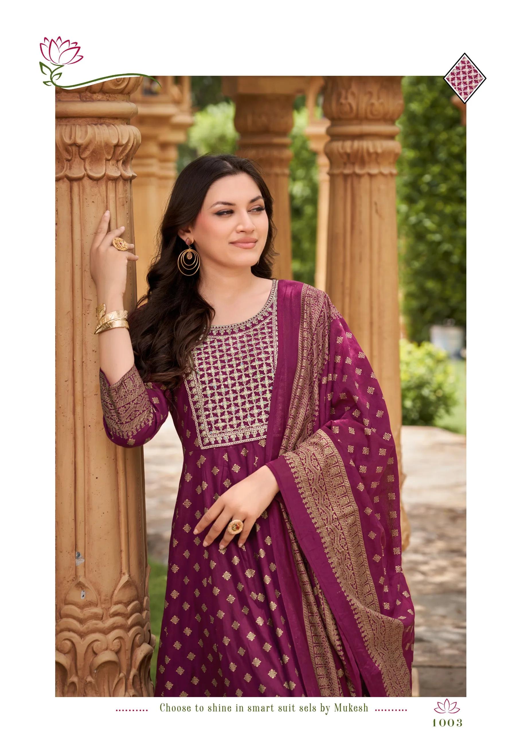 Gauri Rayon Salwar Suit with Heavy Embroidery & Foil Print - Image 4 in Surat