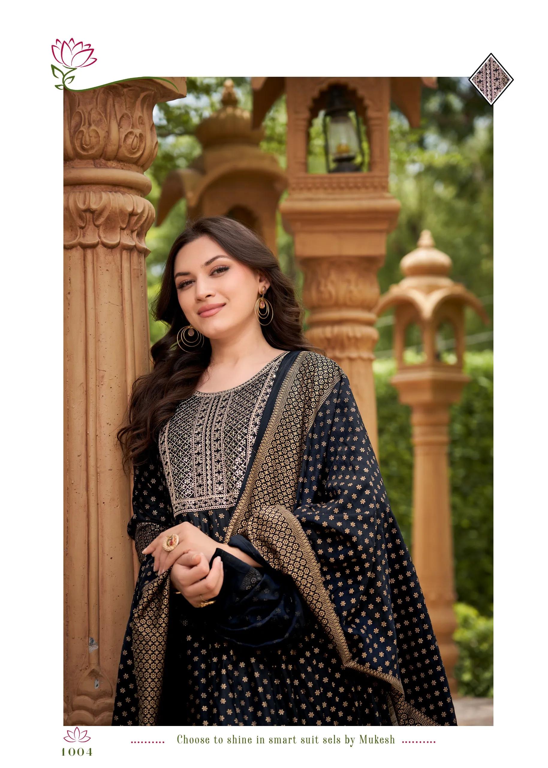 Gauri Rayon Salwar Suit with Heavy Embroidery & Foil Print - Image 12 in Surat