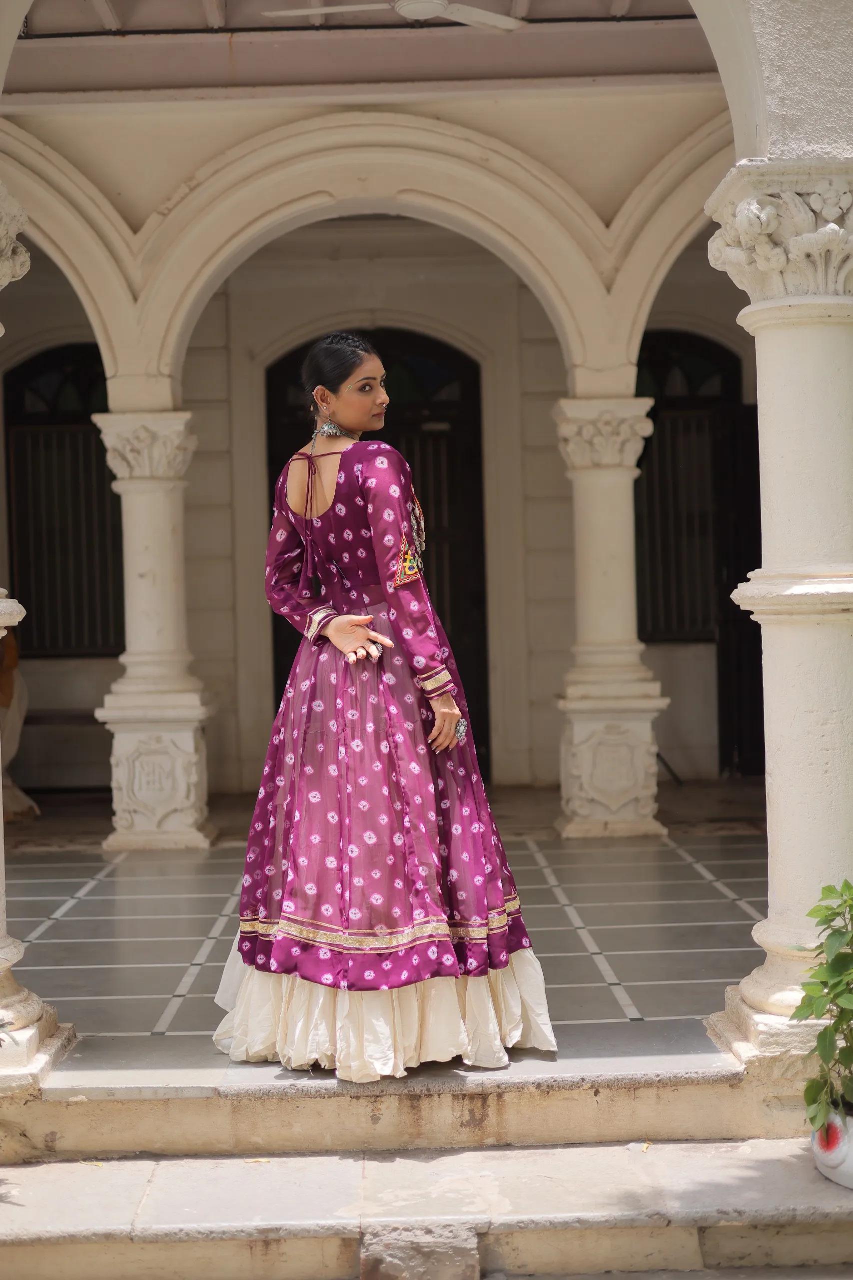 Designer Navratri Kora Cotton Lehenga Choli with Kutchi Work - Image 12 in Surat