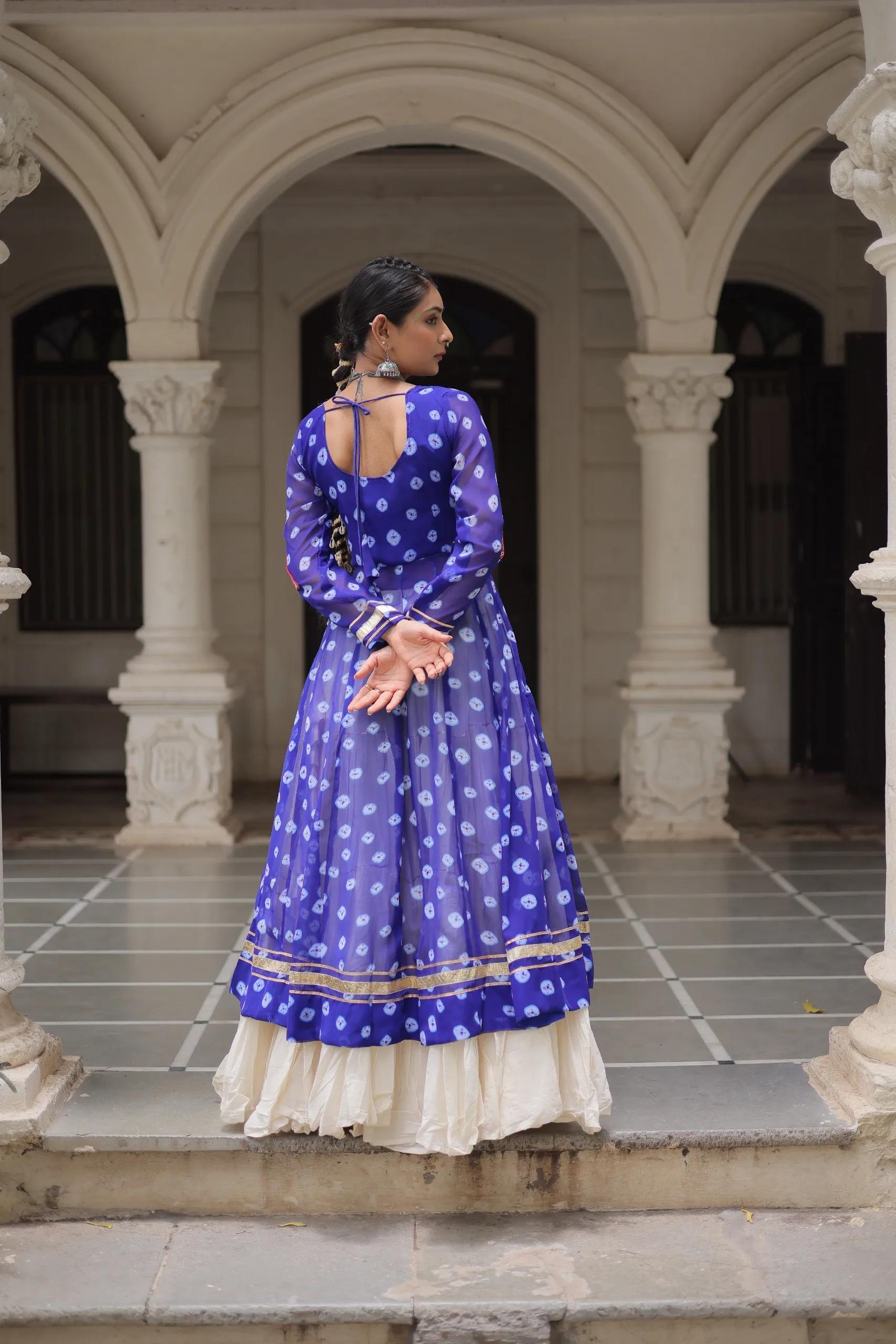 Designer Navratri Kora Cotton Lehenga Choli with Kutchi Work - Image 30 in Surat