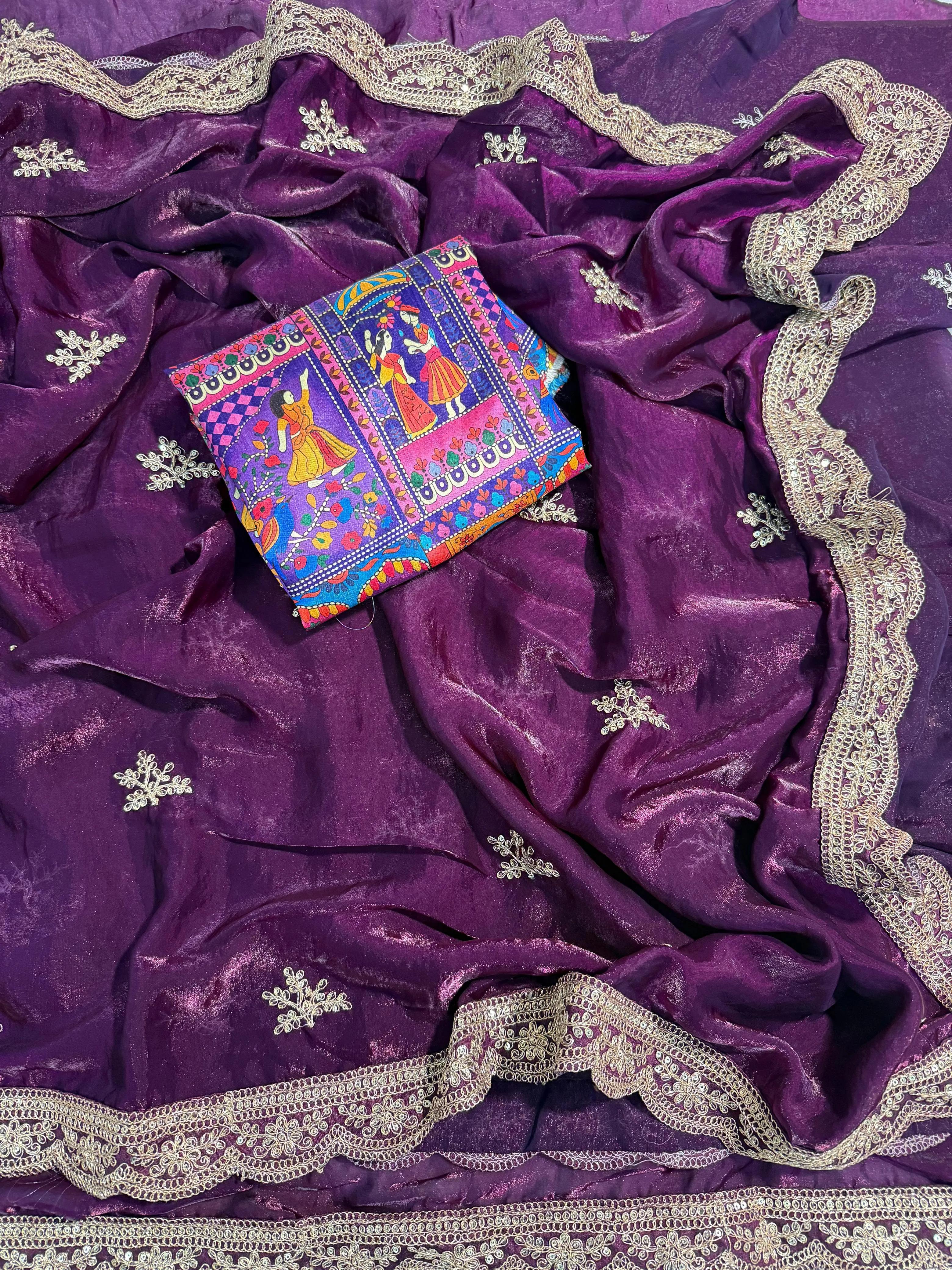 Premium fendy satin fabric Saree - Image 9 in Surat