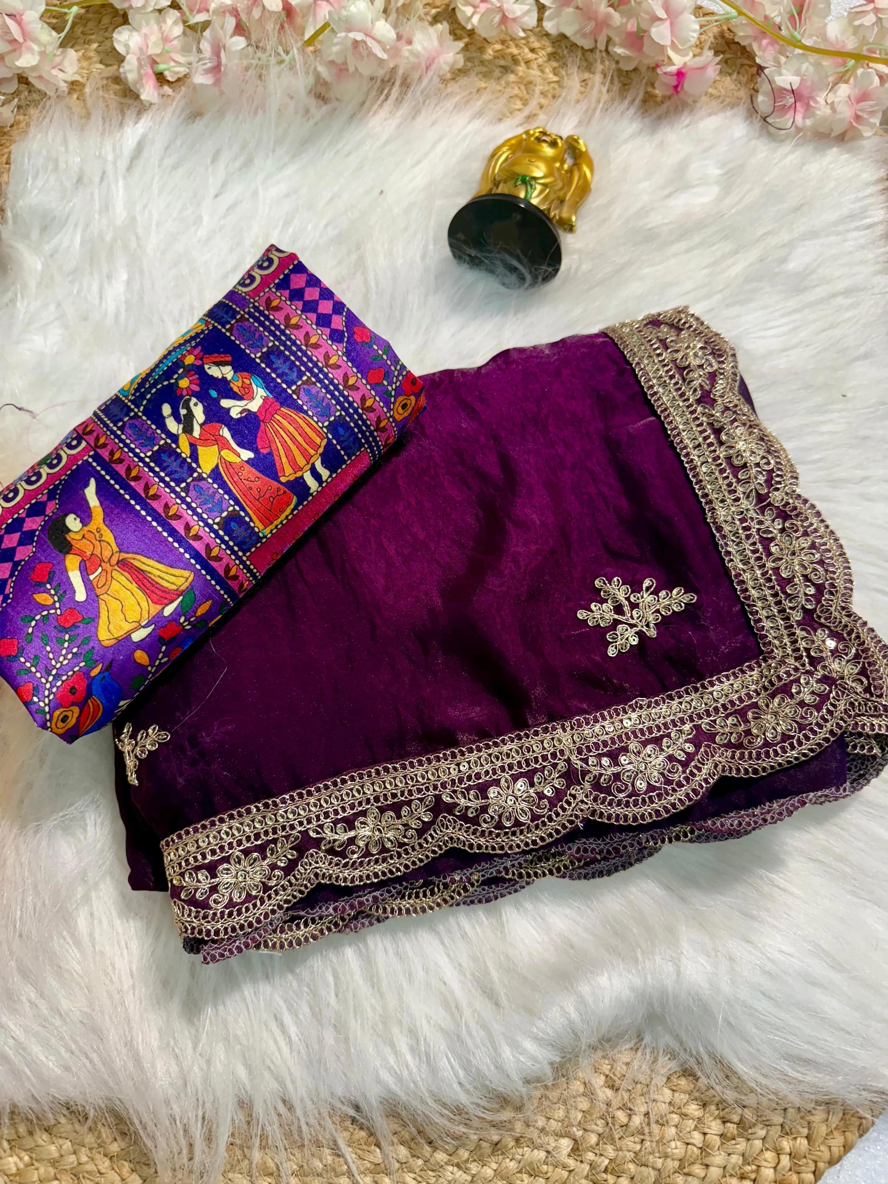 Premium fendy satin fabric Saree - Image 4 in Surat