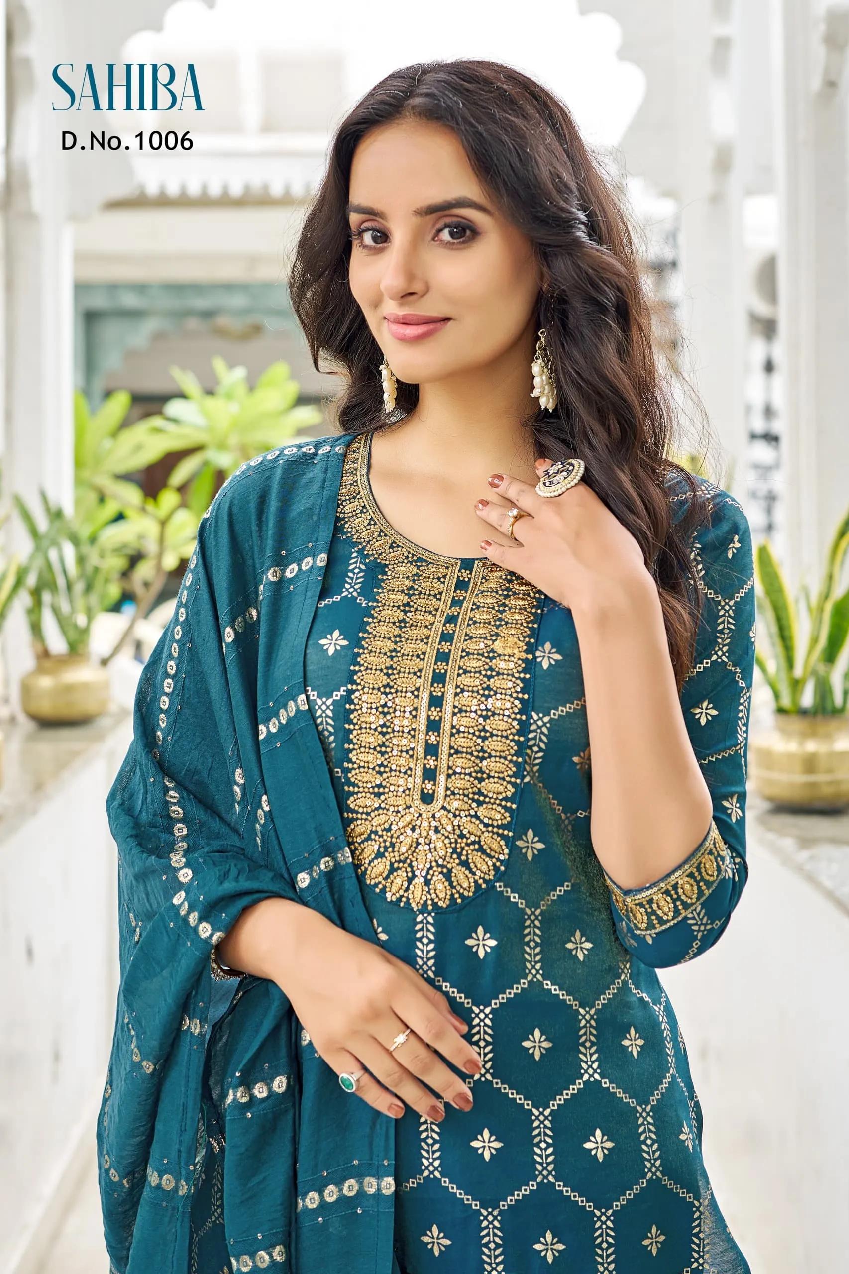 Sahiba Viscose Salwar Suit with Kurti, Pant and Dupatta - Image 15 in Surat