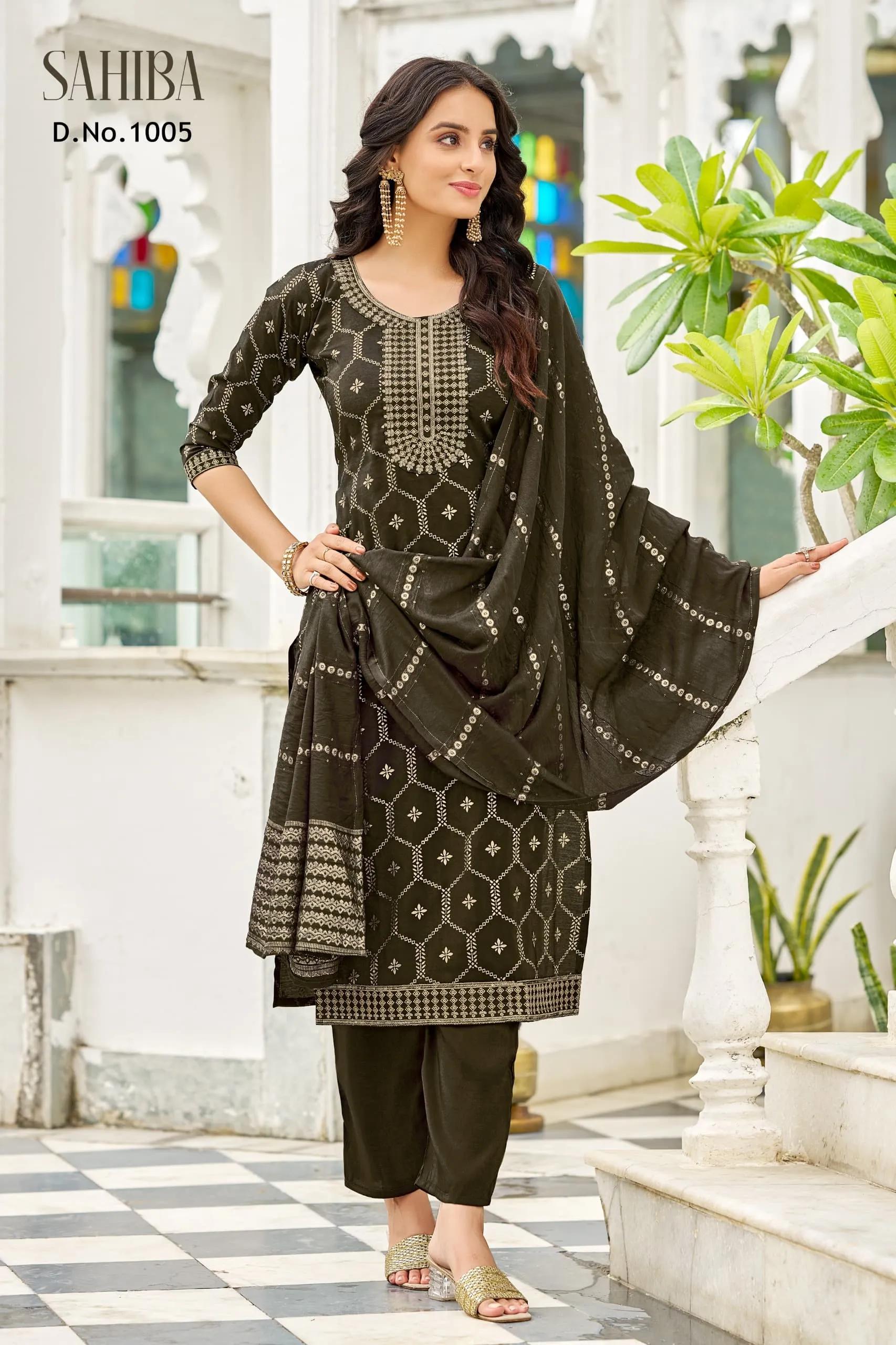 Sahiba Viscose Salwar Suit with Kurti, Pant and Dupatta - Image 2 in Surat