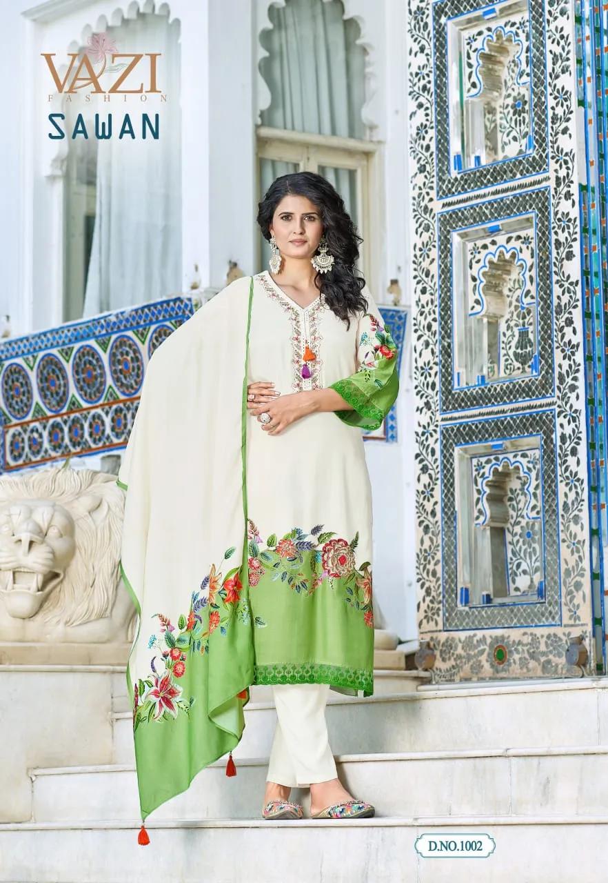 Luxury Festival Salwar Suit with Aari Handwork in Viscose Muslin - Image 3 in Surat