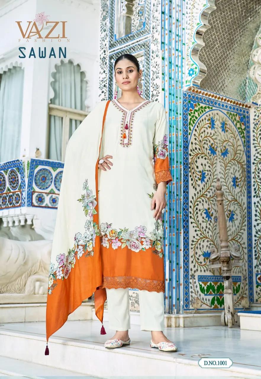 Luxury Festival Salwar Suit with Aari Handwork in Viscose Muslin - Image 4 in Surat
