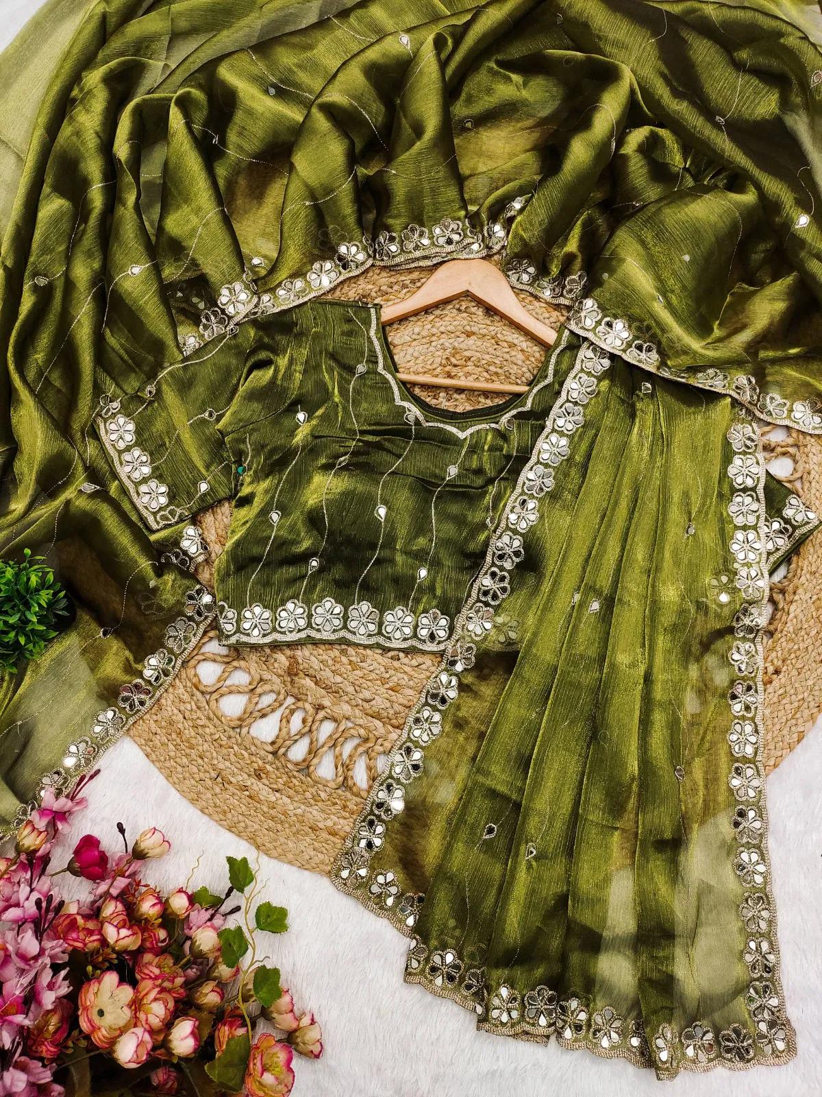 Soft Burberry Silk Party Wear Saree - Image 12 in Surat