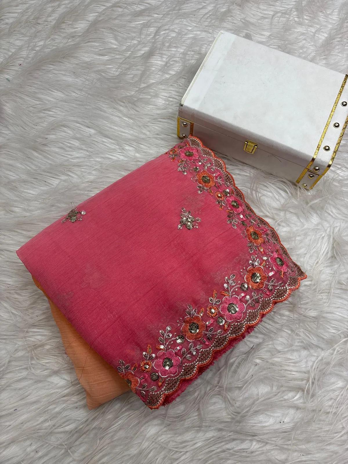 Embroidered Velvet Premium Saree - Image 2 in Surat