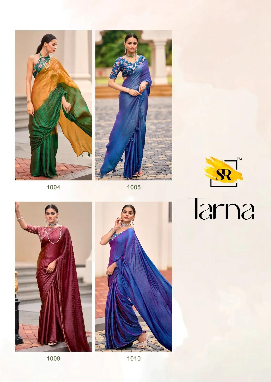 Satin Silk Saree with Swarovski Border & Digital Embroidery - Image 13 in Surat