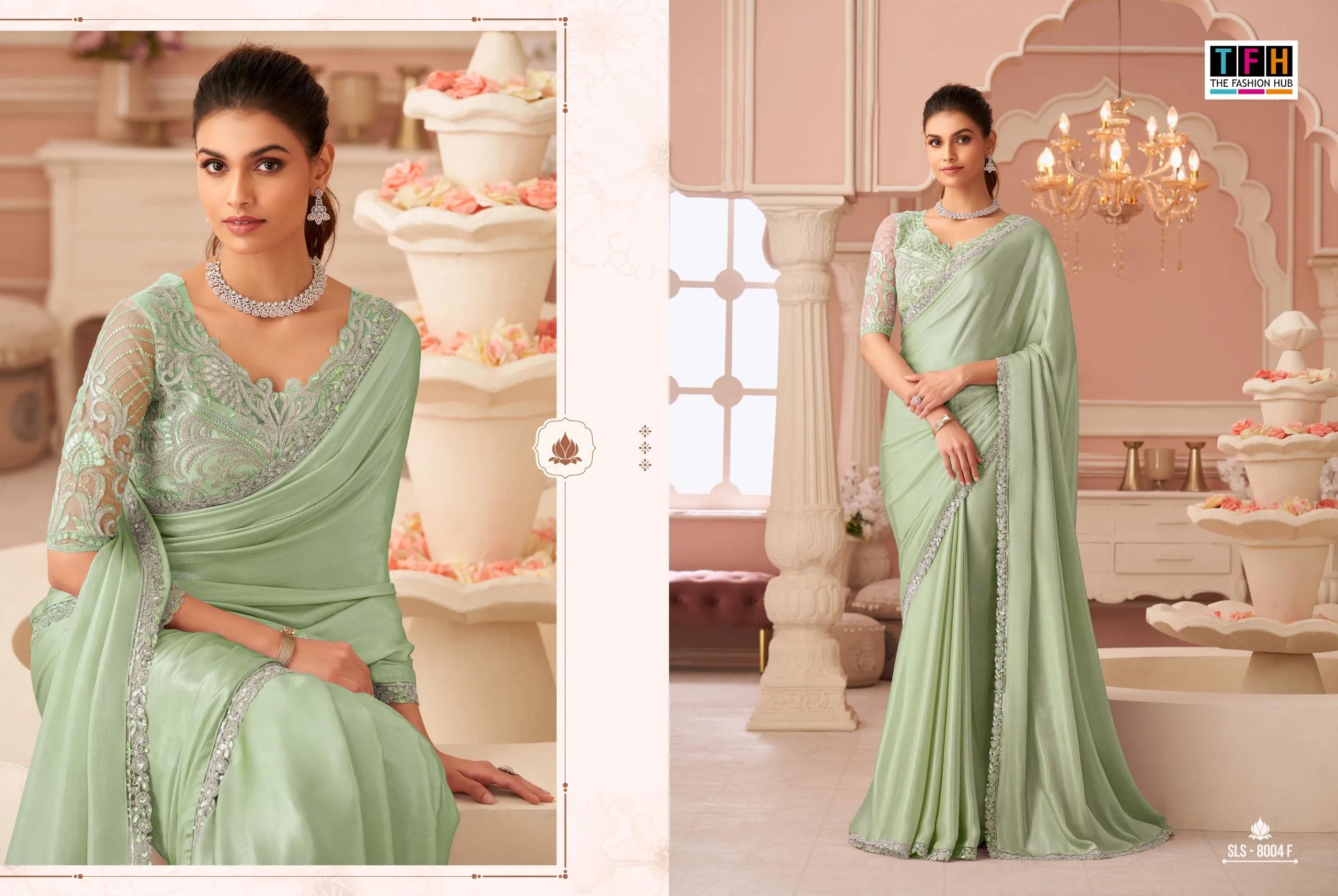 Silver Chiffon Shimmer Premium Saree - Image 2 in Surat