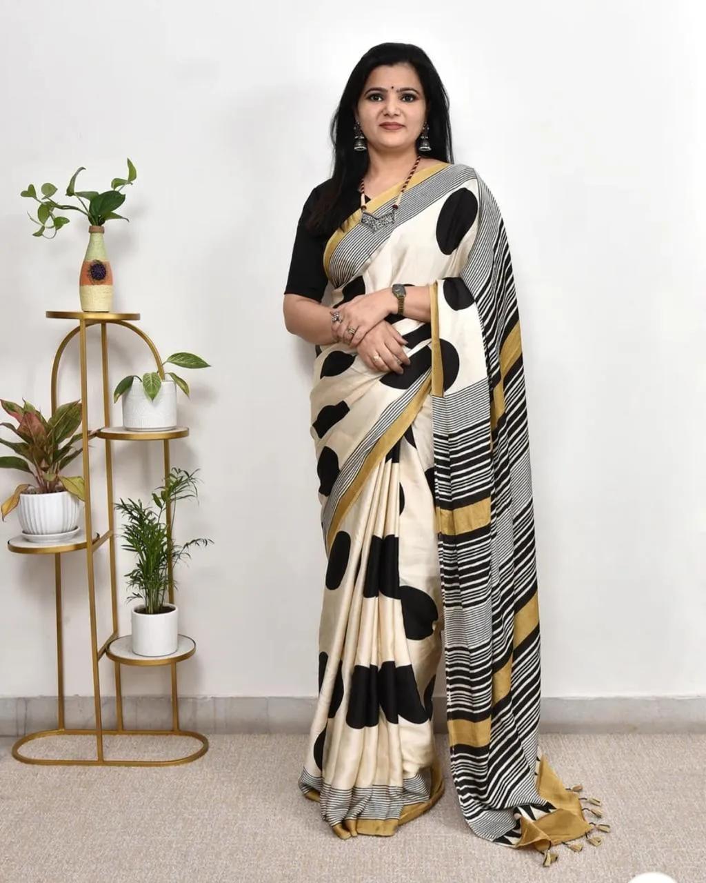Semi Gajji Silk Saree with Ajrakh Bandhej Print Work - Image 54 in Surat