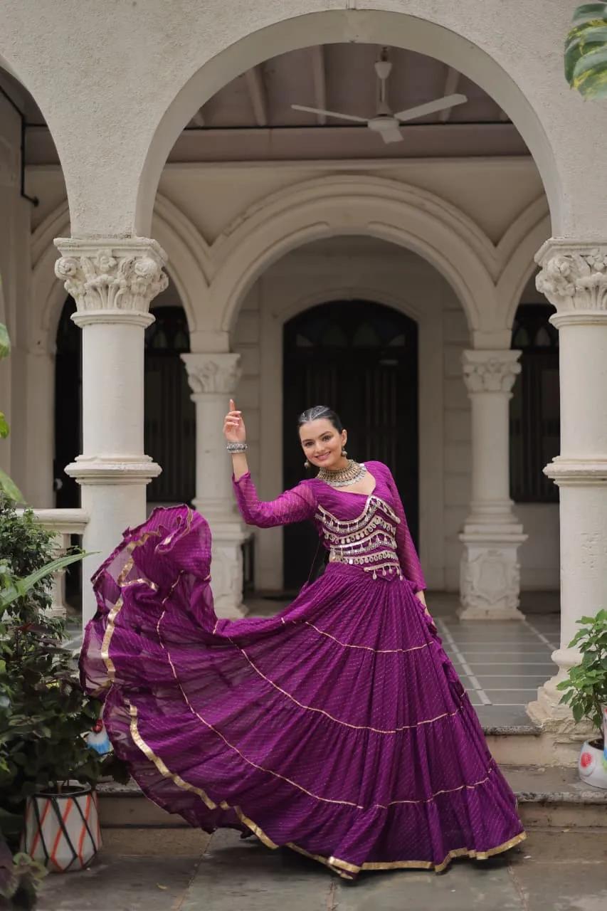 Designer Leheriya Print Navratri Lehenga Choli with Gota Patti - Image 34 in Surat