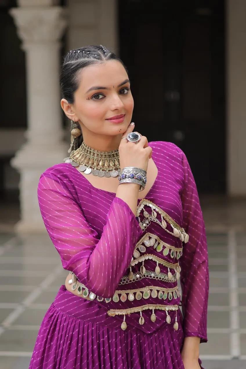 Designer Leheriya Print Navratri Lehenga Choli with Gota Patti - Image 5 in Surat