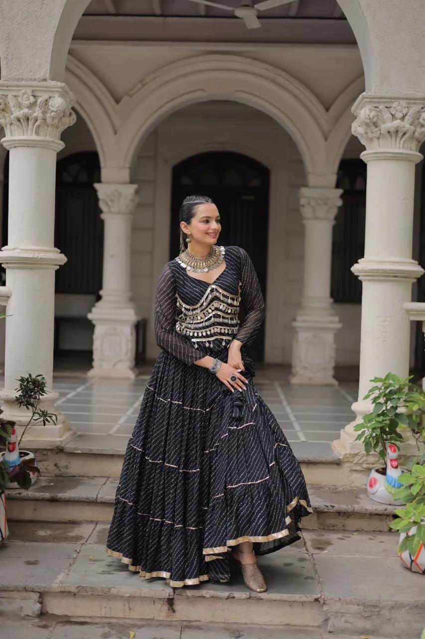Designer Leheriya Print Navratri Lehenga Choli with Gota Patti - Image 35 in Surat
