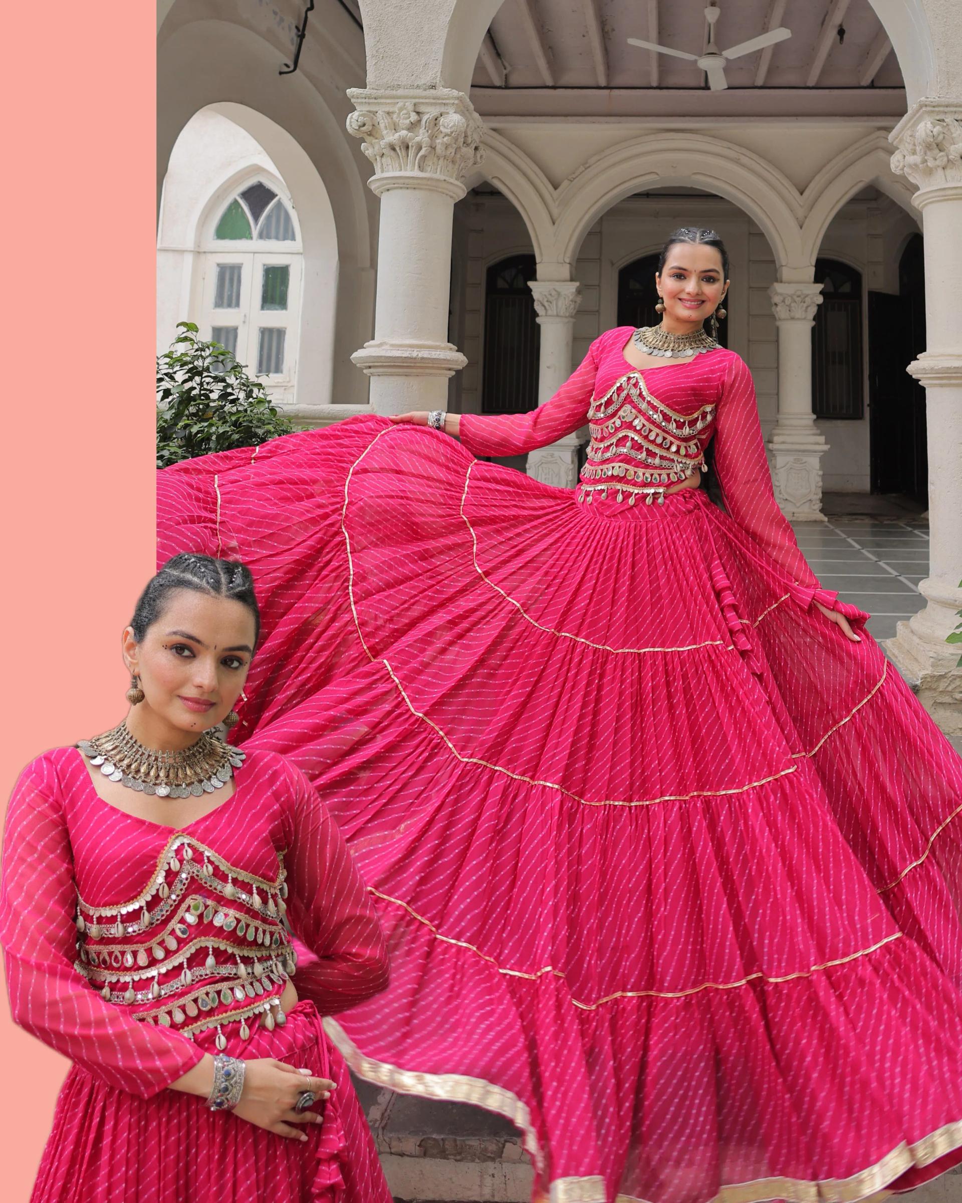 Buy Designer Leheriya Print Navratri Lehenga Choli with Gota Patti in Surat | Reseller Bazzar