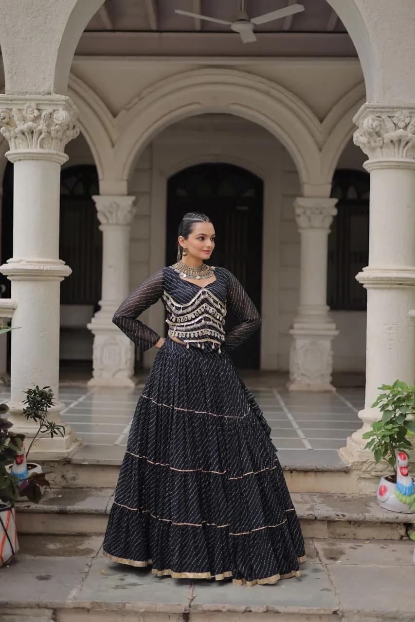 Designer Leheriya Print Navratri Lehenga Choli with Gota Patti - Image 13 in Surat