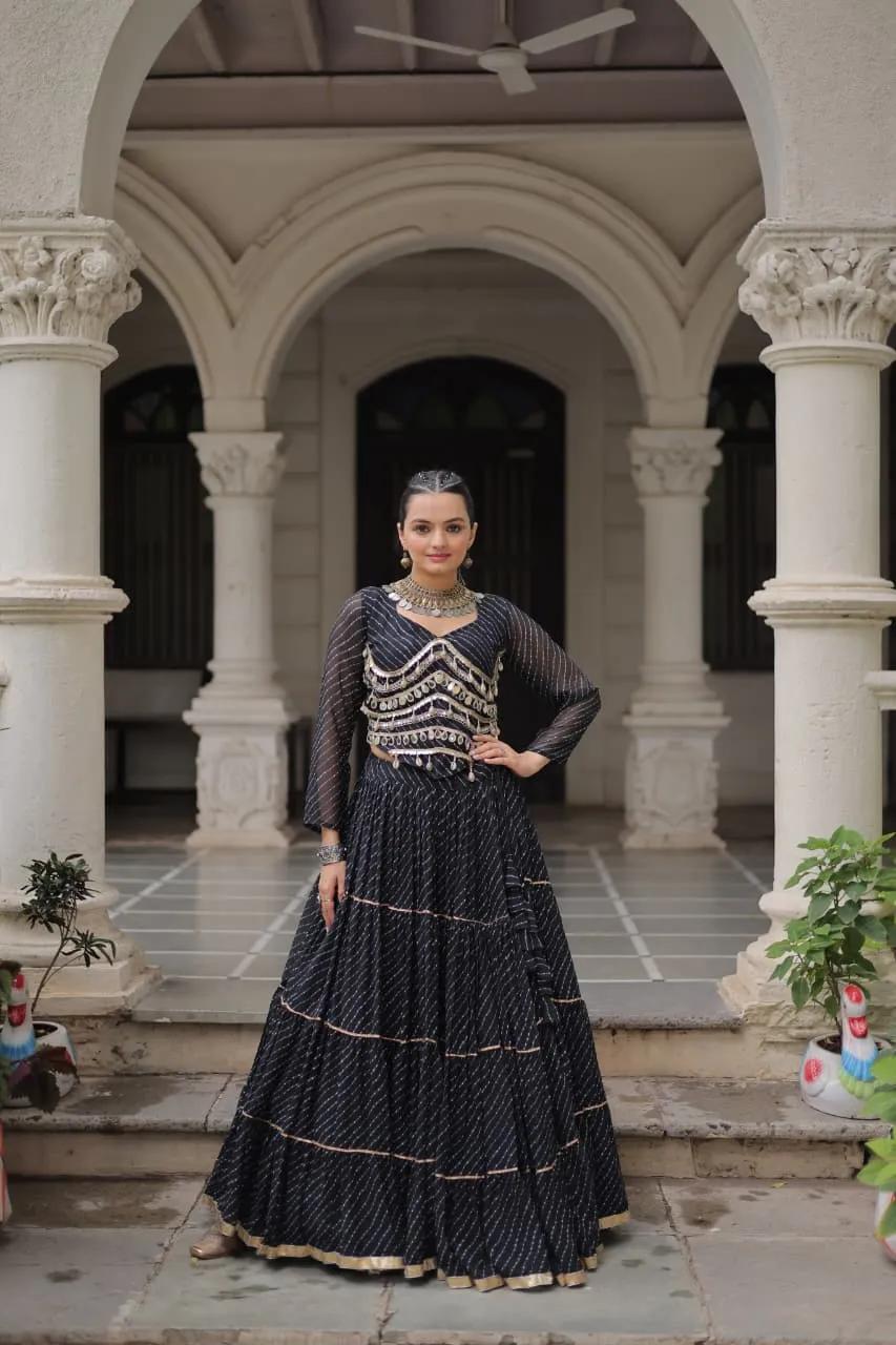 Designer Leheriya Print Navratri Lehenga Choli with Gota Patti - Image 14 in Surat