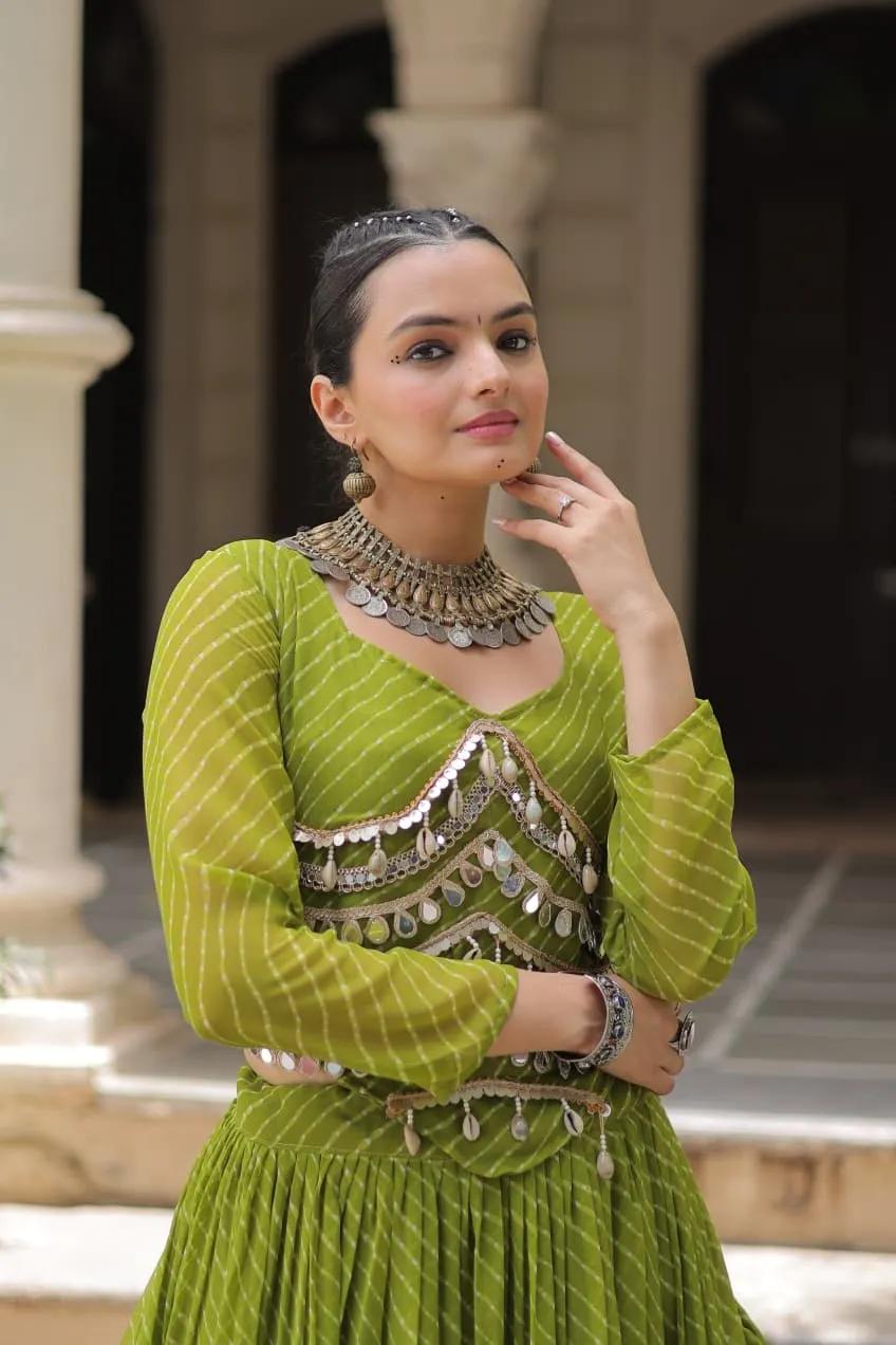 Designer Leheriya Print Navratri Lehenga Choli with Gota Patti - Image 40 in Surat