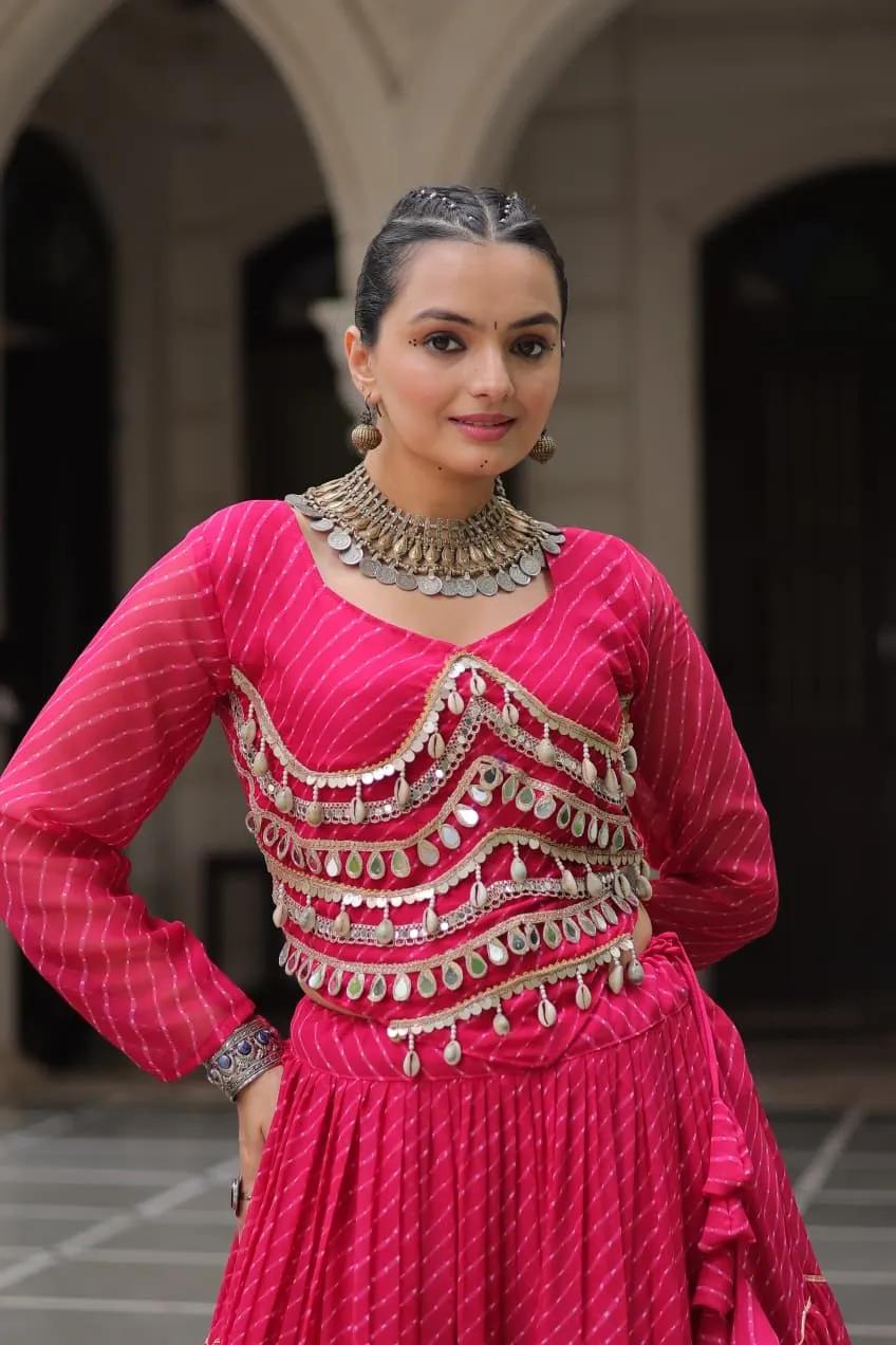 Designer Leheriya Print Navratri Lehenga Choli with Gota Patti - Image 27 in Surat