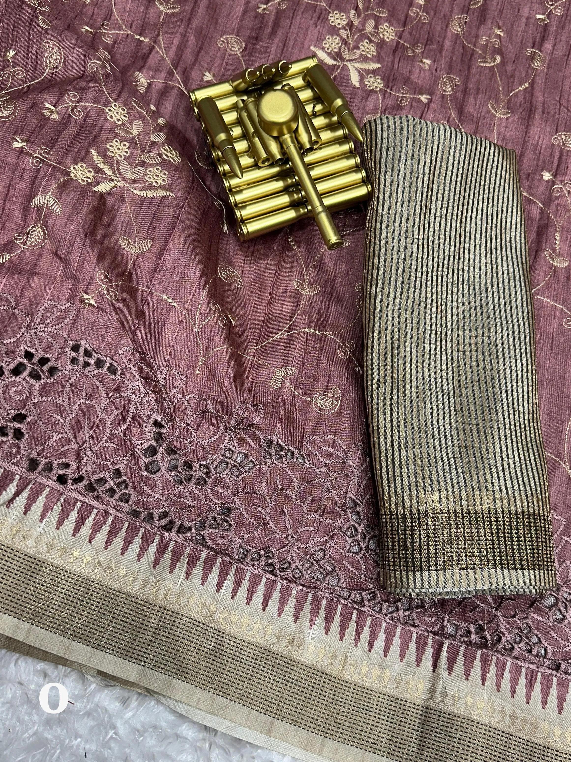 Soft Cotton Tusser Premium Saree - Image 22 in Surat
