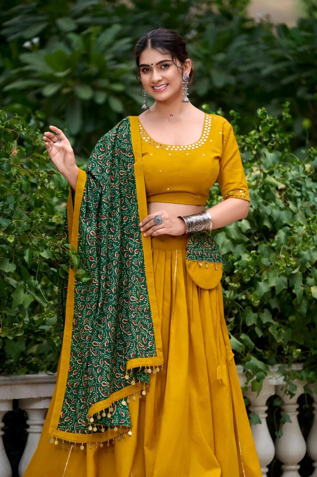 Buy Navratri Pure Cotton Lehenga Choli with Gota Patti & Mirror Work in Surat | Reseller Bazzar