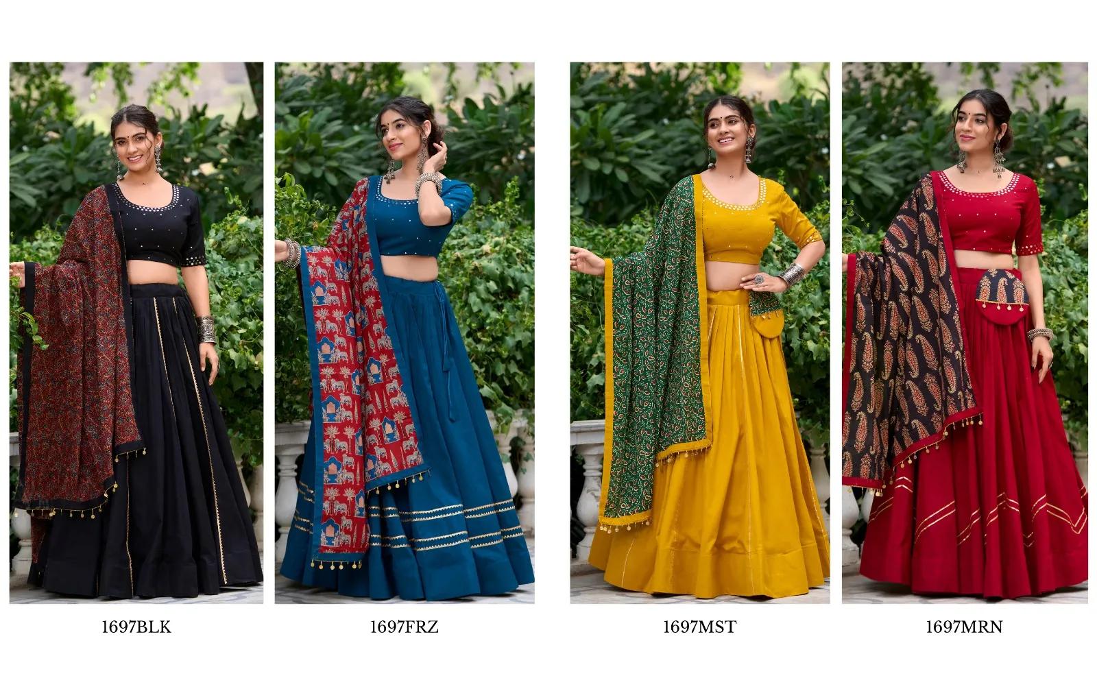Navratri Pure Cotton Lehenga Choli with Gota Patti & Mirror Work - Image 12 in Surat