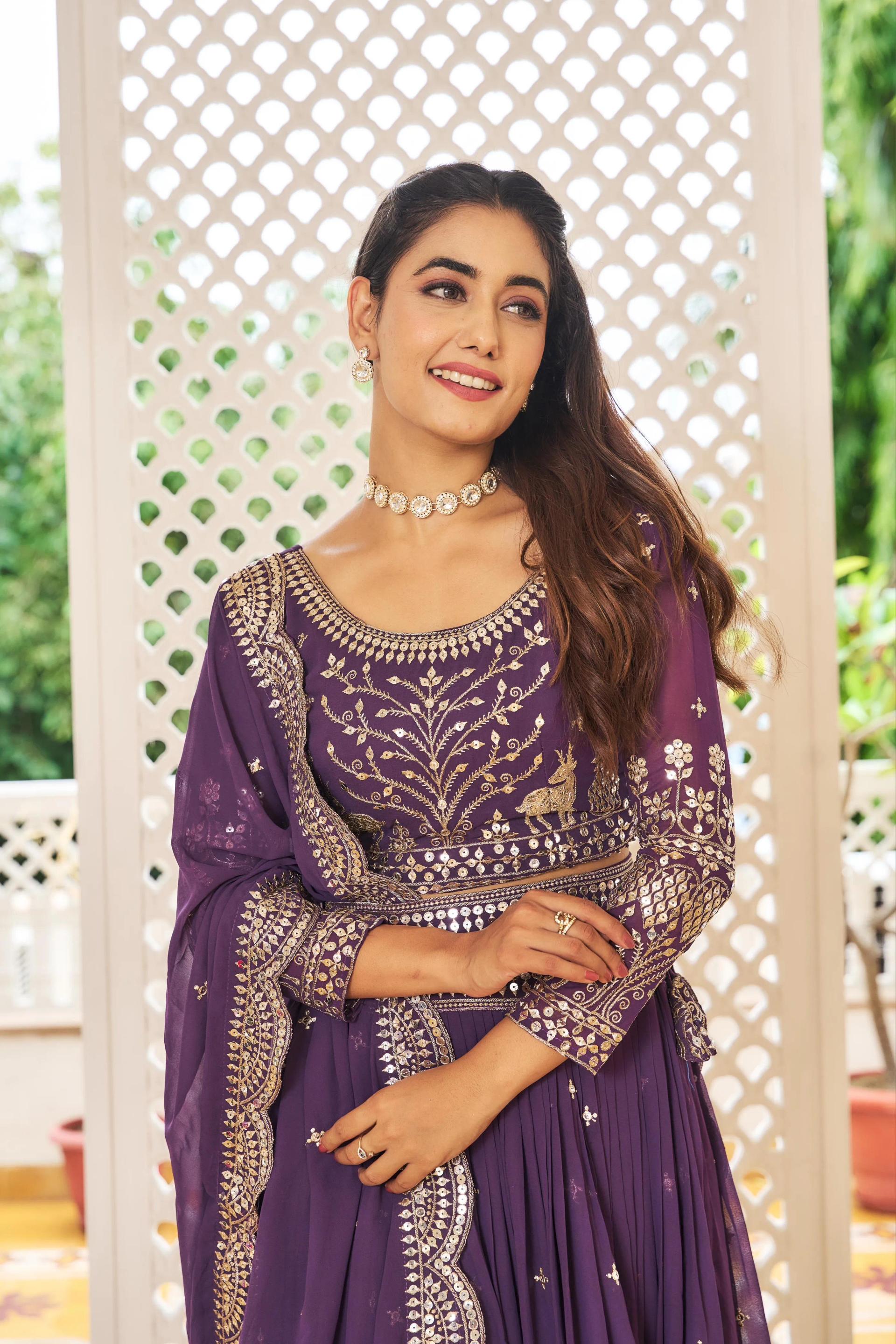 Heavy Fox Georgette Lehenga Choli with Sequence Embroidery - Image 2 in Surat