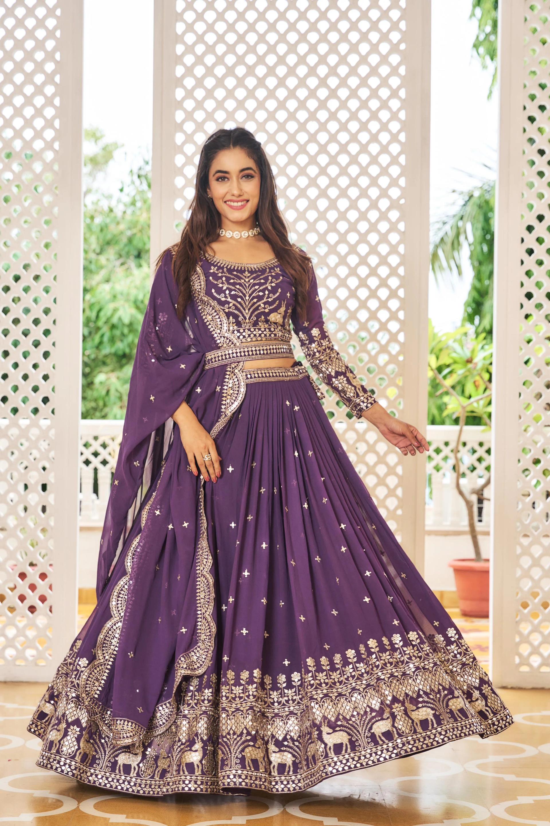 Heavy Fox Georgette Lehenga Choli with Sequence Embroidery - Image 9 in Surat